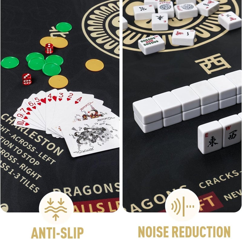 SiDreea Mahjong Mat, 32.4×32.4 Inch Noise Reduction Anti-Slip Mahjong Mat for Table, Mahjong Table Mat for Poker, Card, Board Games Table Mat, Tile Games, Dominoes - Image 3